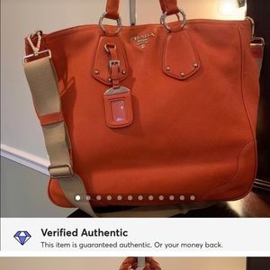 Large Prada all leather crossbody/satchel in beautiful orange